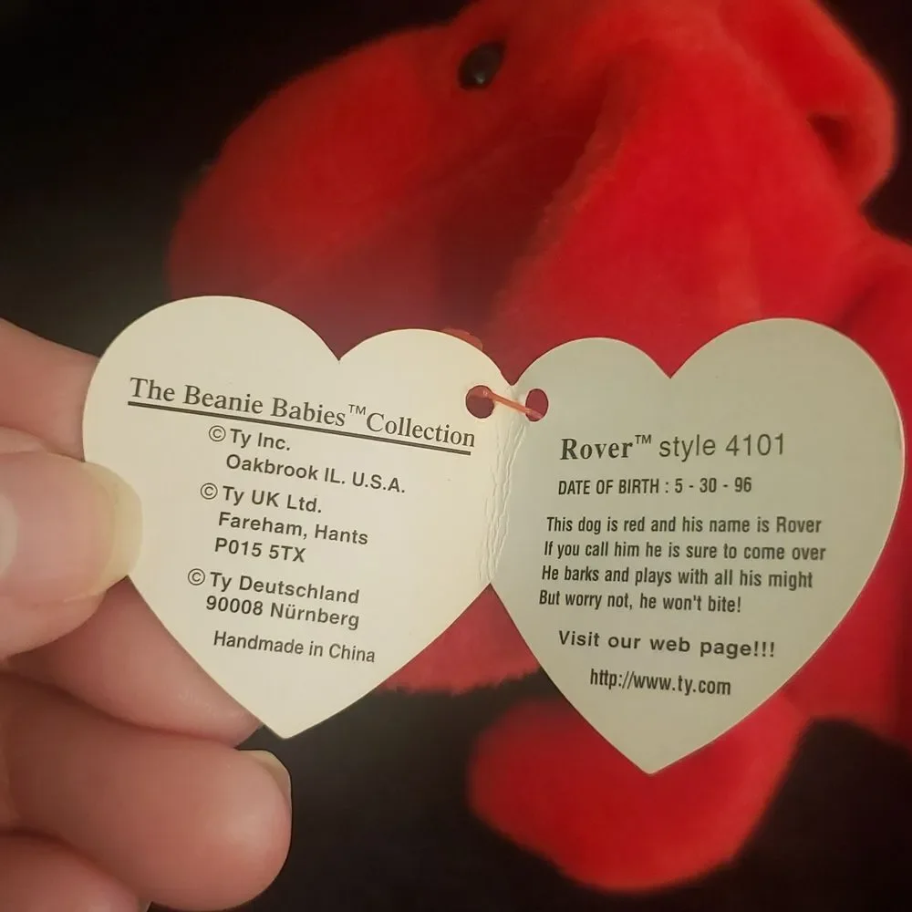Vintage 1996 Ty Beanie Baby ROVER the Red Dog
